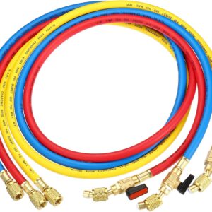 PATIKIL 1/4 SAE Flessibile Ricarica del Refrigerante, 3pz 4.9ft 800 PSI 4000 PSI Collettore Manometro Tubo flessibile con AC adattatori per aria condizionatore HVAC Refrigerazione