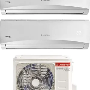 Ariston Climatizzatore Dual Split Inverter 9000 + 12000 Btu Condizionatore con Pompa di Calore Classe A+/A Gas R32 (Unità Interna + Unità Esterna)