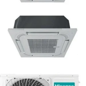 Hisense Climatizzatore a Cassetta 4 Vie Dual Split 9000 + 12000 btu Condizionatore con Pompa di Calore Classe A++/A++ (Unità Interna + Unità Esterna) Pannelli e Comandi Wireless inclusi